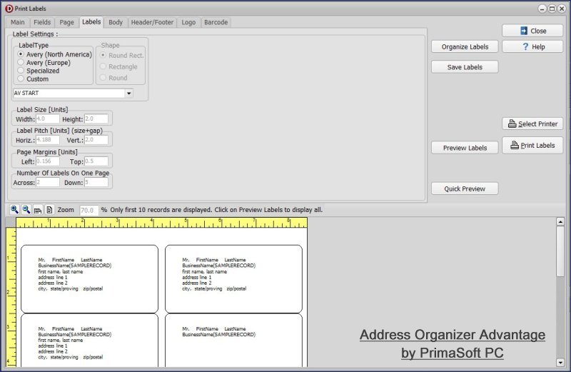 address book software for windows pcs labels